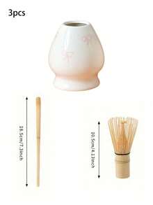 1/2/3/4/5件套浮雕蝴蝶陶瓷抹茶碗套装，包含抹茶碗、茶架、茶筅、茶勺、茶筛、家用打蛋器、搅拌工具、可重复使用的抹茶冲泡配件 - 彩色 - 查看 14