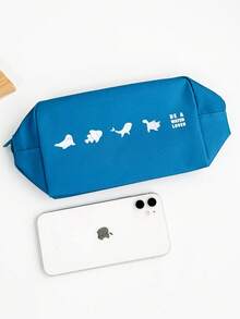 动物纹深蓝色化妆包 18.5cm*12cm*8cm 小包/化妆包/旅行收纳包/旅行化妆包 - 藍色 - 查看 6