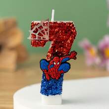 漫威蜘蛛侠卡通数字生日蜡烛蛋糕派对装饰手工蜡烛装饰 - 彩色 - 查看 11