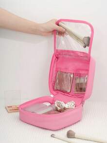 1个格子图案可爱化妆包，便携式马卡龙色极简化妆包，Y2K防水带提手洗漱包，可爱化妆包/化妆袋/护肤包/洗漱包，大容量化妆品和洗漱包，适合学生、女性，方便旅行时收纳化妆品和洗漱用品，旅行必备，邮轮必备，宿舍必备 - 彩色 - 查看 11