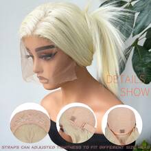 13x4 HD Lace Front Wig Blonde Pre Plucked Hair Straight Glueless Synthetic Wigs For Women 26inch Beginner Friendly - Gold - View 7