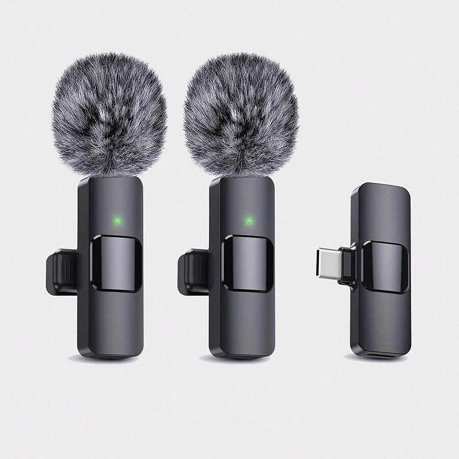 Feng Yang Wireless Lapel Microphone For USB-C Android Phones| Plug-And-Play, Auto-Sync, Rechargeable Lithium-Polymer Battery, Dual USB/Battery Power - Typ-C 1-1 - Visa 1