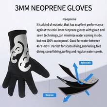 Dive Gloves, 3mm Neoprene Finger Exposed Wetsuit Gloves Snorkeling Surfing Fishing - X-large - View 3