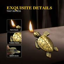 Torch Lighter, Creative Desktop Golden Turtle Butane Lighter, Super Cool Portable Gas Lighter(No Butane), Adjustable Soft Flame Lighter, Refillable Butane Lighter, Gifts For Men Women Friends, Holiday Gifts, Without Battery - Bronze Color - View 6