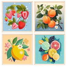 4幅无框数码油画，尺寸20x20厘米/8x8英寸，含颜料和画笔，DIY简易丙烯颜料套装，艺术工艺品，家居装饰，最佳减压礼物，适合初学者和成人。 - 明亮 - 查看 24