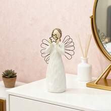 Christmas Angel Figurine With Star - Festive Home Decor, Sentimental Sculpture For Holiday Gifting And Seasonal Aesthetic,Halloween And Christmas Decorations - White - View 5