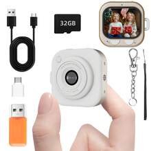 W&O NEW Portable Pocket Mini Camera 1080P HD, With 32GB Card, Auto Fill Flash, 5 Filters & Zoom, Video Recorder, Metal Carabiner, Lanyard, For Travel Vlogs, Outdoor Activities, Daily Recording, Compact Size, Outdoor Filming, Vlogging Camera, Lightweight Camera, Pocketsized Camera, Durable Build, Sturdy Construction - 白色 - 查看 9