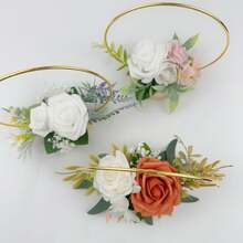 1件韩式婚礼金属花环，玫瑰人造花束，桌面装饰花环 - 彩色 - 查看 3