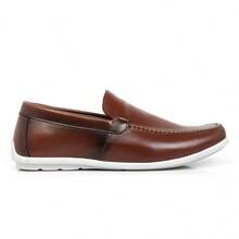 Men's Casual Leather Loafer Shoes - Comfortable - On - Camel - View 2
