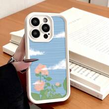 Funda de teléfono con patrón floral de rosas y cielo para  15 Pro Max,  14 Pro,  13,  Galaxy S23, S22, S21, protector de teléfono, funda de pareja, regalo para novio o novia, presente de vacaciones - Blanco - Ver 7