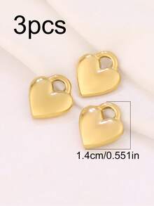 3 piezas de encantos de acero inoxidable con forma de corazón para hacer joyas DIY, hallazgos, aretes, pulseras, collares, decoración colgante - colgante - Ver 16