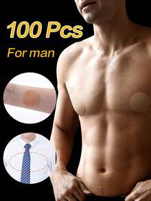 100片/包 男士一次性隐形乳贴，防摩擦，适合马拉松、跑步、各种运动和商务西装 - 低调专业 - 杏色 - 查看 1