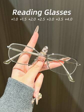 1pc Women's Fashion Reading Glasses, New High-Definition Metal Frame, Minimalist & Versatile, Comfortable Protection For Daily Use, Computer, Book, Newspaper, Available In 100, 150, 200, 250, 300, 350, +400 Degrees