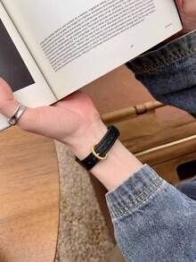Women's Leather Watch Band, Compatible With Apple Watch 1/2/3/4/5/6/7/8/9/10/SE/Ultra Series, 38mm 40mm 41mm 42mm 44mm 45mm 49mm, Soft & Comfortable, Durable & Fashionable, Versatile For Daily Wear - Black - View 5