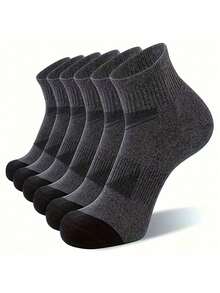 3pairs Men's Breathable Sport Short Socks In Plain Grey With Black Toe - Grey - View 5