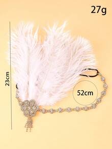 1pc Exaggerated Feather Vintage Crystal Tassel Headband, Suitable For 1920s Renaissance Masquerade Ball Accessories, Women Showgirl Hair Decor