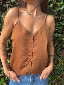 Women Tank Tops & Camis - 駝色 - 查看 3