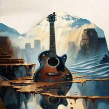 Luxury 280gsm Beige & Surreal Acoustic Guitar Blanket - Heavyweight All-Season Bedspread/Throw With Music-Themed Water Reflection Design (Guitar, City Skyline, Rocky Formations) For Couch, Bed - Contemporary Decor For Musicians & Collect Pop  Gift (Multiple Sizes Available) Nordic Style Acrylic Rectangular Office Nap Sofa Blanket, Air Conditioning Blanket, Knitted Small Blanket, Shawl Cover Blanket, Bed End Blanket Soft & ,Skin-Friendly Multi-Size Versatile Blanket ,Lettering Numbers Doodle Christmas Blanket,Chicken - 彩色 - 查看 4