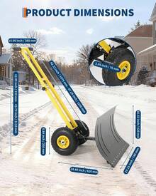 Danolapsi Snow Shovel With 29-Inch Blade And Adjustable Handle,Heavy-Duty Steel Shoveling Tool For Ice Removal,Snow Pusher Shovel For Driveway,Sidewalk,Pavement - Yellow 16.5in H - View 2