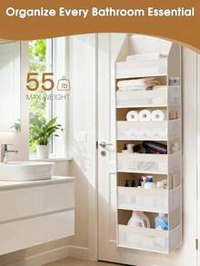 1pc Over The Door Storage Rack, Heavy Duty 6-Tier Hanging Organizer With 13 Mesh Pockets, 55lbs Capacity, Suitable For Nursery, Bathroom, Bedroom And Dorm - Màu be - Xem 4