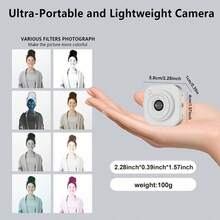 W&O NEW Portable Pocket Mini Camera 1080P HD, With 32GB Card, Auto Fill Flash, 5 Filters & Zoom, Video Recorder, Metal Carabiner, Lanyard, For Travel Vlogs, Outdoor Activities, Daily Recording, Compact Size, Outdoor Filming, Vlogging Camera, Lightweight Camera, Pocketsized Camera, Durable Build, Sturdy Construction - 白色 - 查看 2
