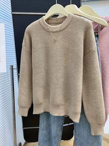 Áo len chui đầu tay dài cổ cao mềm mại, màu trơn, thường ngày cho mùa thu/đông Giáng sinh, năm mới, thích hợp mặc ở nhà, đi làm và đi chơi, thiết kế tối giản - Lạc đà - Xem 8
