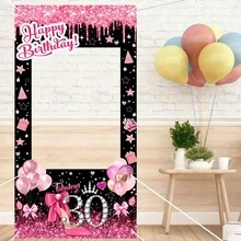 1 pieza Marco de fotos de color oro rosa para fiesta de cumpleaños, Marco de fotos de feliz cumpleaños, Decoración de cumpleaños, Fondo fotográfico para fiesta, Accesorio y decoración de fotomatón para interior/exterior - Multicolor - Ver 6