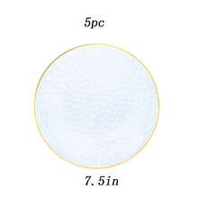 5-50pcs Blue Round Gold Rim Plates - 7.5 Inch Plates - 10.25 Inch Hammered Texture Party Plates, Stylish Dinnerware Plates, Dinner Plates, Event Tableware, Catering Essentials, Elegant Tableware, Decorative Plates, High Quality Durable Tableware, Home Entertainment, Catering, Birthday, Christmas - Blue Transparent - View 10