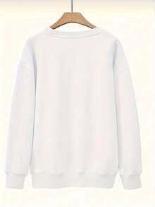 Sudadera de Cuello Redondo con Etiqueta de Impresión de Cinco Perros de Peluche - Blanco - Ver 2