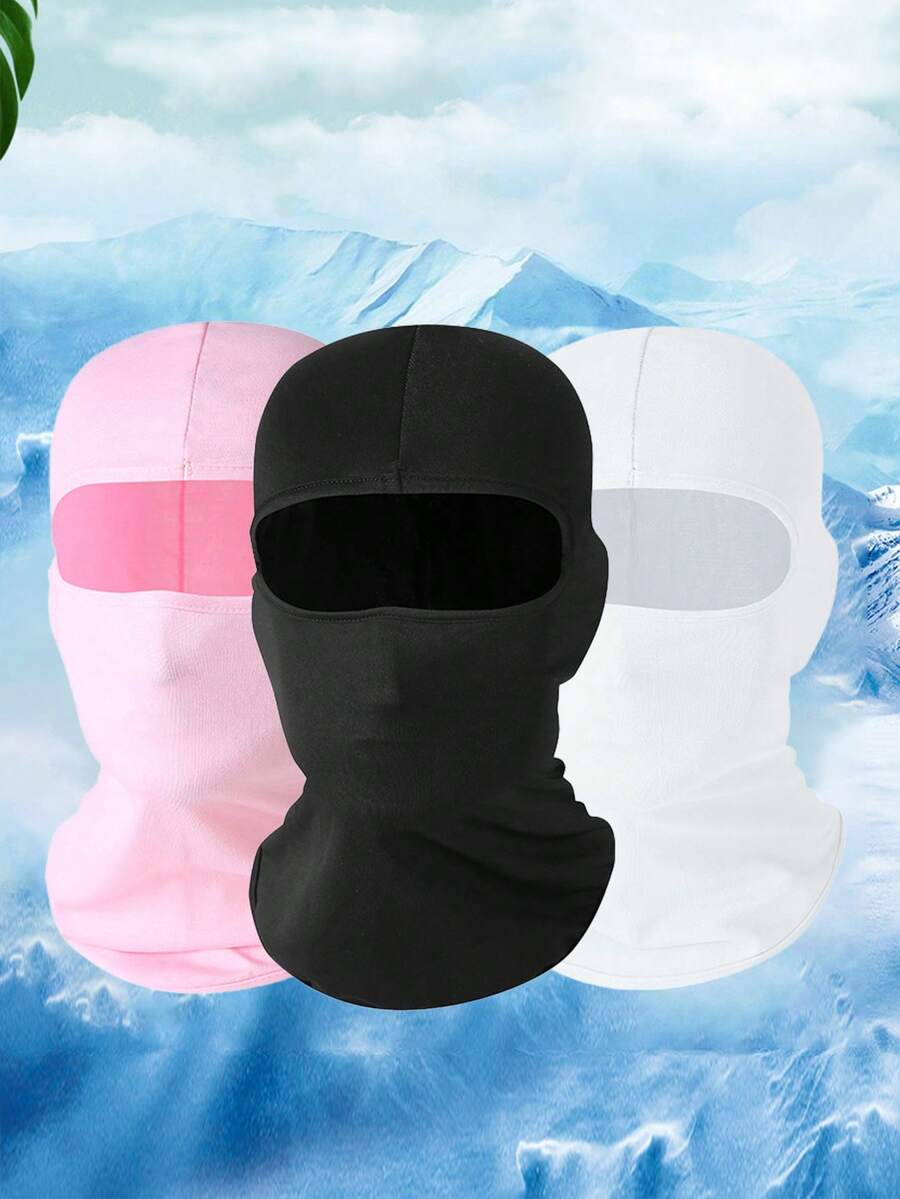 1/2/3pcs Unisex Balaclava Hat, Solid Color Breathable Ski Mask, Suitable For Outdoor Activities Like Cycling, Hiking, Climbing - Multicolor - View 1