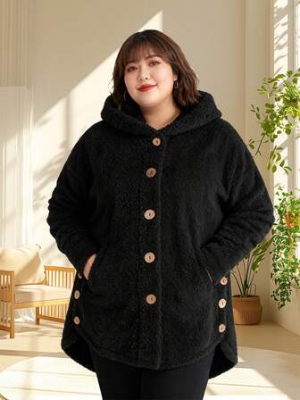 4 件套女士毛绒夹克轻便舒适纽扣连帽衬衫女式冬季外套休闲大码床上夹克，羊羔绒夹克女式羊羔绒外套纽扣长袖夹克休闲秋冬保暖外套