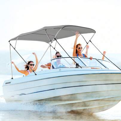 4-Bow Boat Bimini Top Sun Shade Boat Canopy W/ Storage Boot Straps