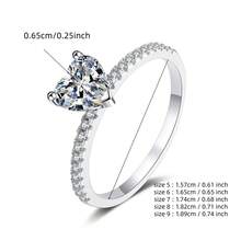 1pc 925 Sterling Silver 1 Carat Heart Shaped Moissanite Ring, Jewelry For Women, Suitable For Daily Wear, Wedding/Engagement, Comes With GRA Certificate And Gift Box - 1CT Per Piece - View 2
