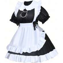 NEW Anime French Maid Apron Fancy Dress Cosplay Costume Headwear Gloves Socks Set - màu đen - Xem 3