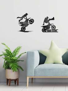 1pc Custom Name Motocross Rider, Biker-Doing-Freestyle Metal Wall Art Personalized Little Dirt Bike Boy Name Logo Home Motorcycle Decoration Rider Decoration - For Boys Room - Metal - Personalized Gift For Who Love Motorcycles