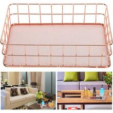 Cesta de Almacenamiento de Alambre, Organizador de Metal de Oro Rosa, Cubo Dorado con , Cesta de Almacenamiento de Hierro para Escultura de Escritorio, Cesta de Alambre para - 1 - Ver 7