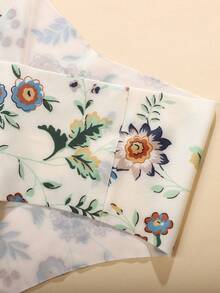 5 قطع/عبوة سروال داخلي نسائي بخصر على شكل V مطبوع بزهور، قماش ناعم وممتاز - متعدد الألوان - مشاهدة 6