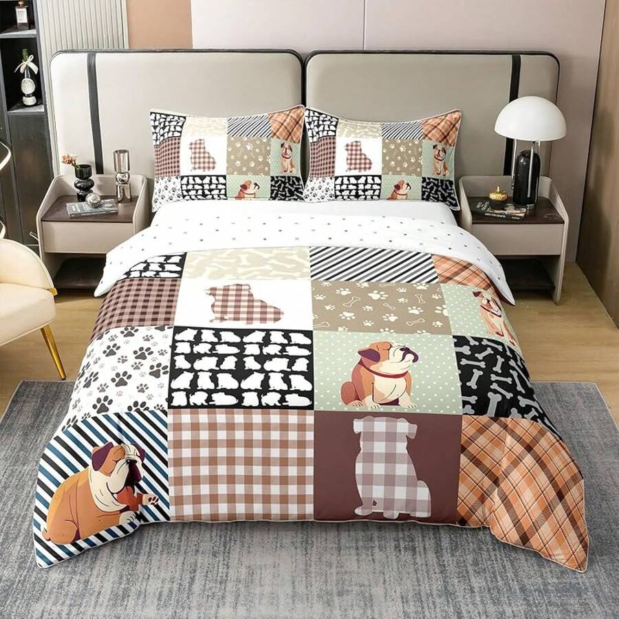 % Cotton Pink Dachshund Comforter Cover, Flower Floral Bedding Set, Kawaii Sausage Dog Duvet Cover, Lovely Puppy Quilt Cover, Soft Comfy, Dachshund Bedding - 白色 黑色 綠色 - 查看 1