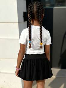 Toddler Girls' Cartoon Print Short Sleeve Top And Skirt Set - White - View 2