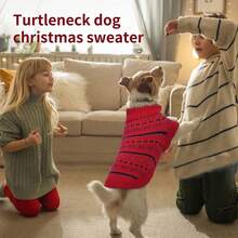 1 Áo len cho chó, Áo len cổ lọ đan ấm áp cho mùa đông Giáng sinh, Thích hợp cho chó săn thỏ Greyhound, chó Whippet, chó Labrador và các giống chó nhỏ/trung bình/lớn khác - Đỏ - Xem 8
