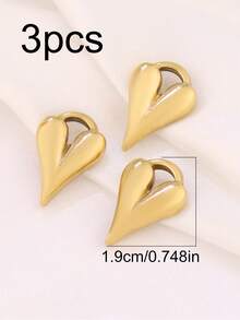 3 piezas de encantos de acero inoxidable con forma de corazón para hacer joyas DIY, hallazgos, aretes, pulseras, collares, decoración colgante - colgante - Ver 22