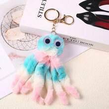 Llavero con pompón de pulpo, adorno de bolso de parche de peluche artificial de pulpo, regalo elegante y exquisito, adecuado para regalo, elegante colgante decorativo de bolso - Multicolor - Ver 6