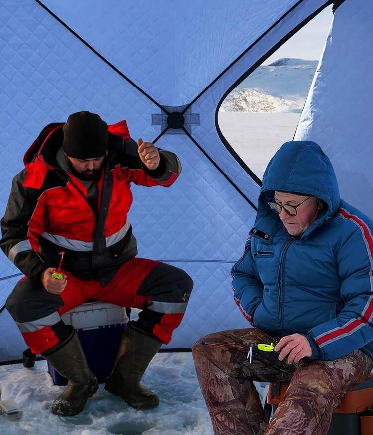 Pop Up Ice Fishing Tent Insulated Ice Fishing Shelter Portable Hub-Style Shelter Shanty Windproof And Warm, Multiple Sizes For 1 To 8 Person - 藍色 - 查看 2
