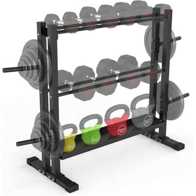 Dumbbell Rack, 3 Tier Weights Storage Rack Dumbbells, Weight Plates, And Kettlebells 1000 Pounds Weight Capacity, 2023 Version