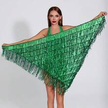 Nova Echarpe de Dança do Ventre com Franjas de Lantejoulas, Xale Triangular, Corrente de Cintura para Apresentações de Dança Oriental e Iniciantes