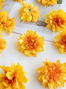 5/1000个仿真非洲菊花头，适用于DIY花束、花环、糖果盒装饰、胸花、头饰、生日蛋糕装饰、家居装饰、新娘捧花、婚礼装饰、房间装饰、厨房装饰、餐厅装饰、卧室装饰、新年装饰、户外花园等。 - 黃色 - 查看 3