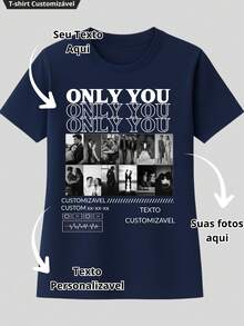 Personalized Valentine's Day T-Shirt With Couple Photo - 藏蓝色 - 查看 1