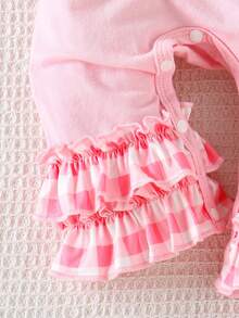 1pc Baby Girl Cute & Sweet Heart Print Long Sleeve Jumpsuits, Lightweight For Autumn/Winter