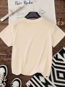 Women's Casual Round Neck Rainbow Unicorn Patterned Apricot Summer Top, Sweet And Gentle Elegant, Suitable For Casual Women's Wear At Home On A Slim Fit Short Sleeved T-Shirt, Graphic Tees Women - Apricot - View 2