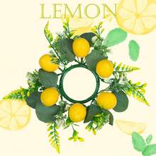 Artificial Lemon Candle Ring Spring Faux Greenery Candle Wreath Table Centerpieces For Home Holiday Party - Multicolor - View 1